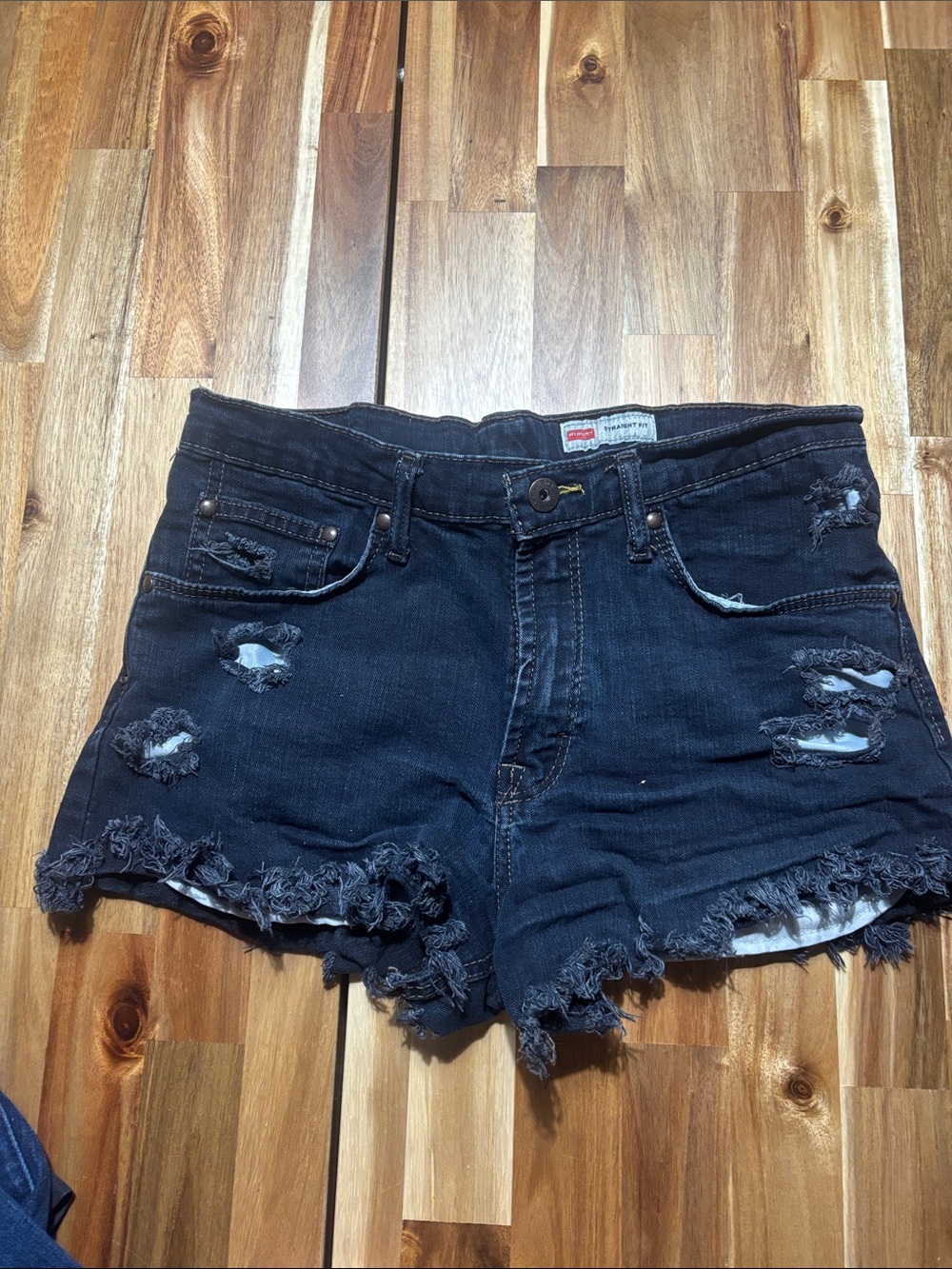 Wrangler Black Distressed Denim Cutoff Shorts